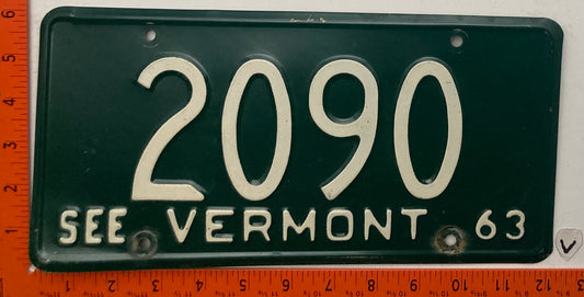 1963 Vermont #2090 Passenger License Plate