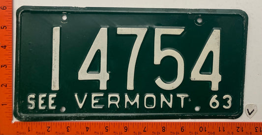 1963 Vermont #14754 Passenger License Plate