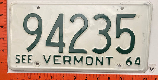 1964 Vermont #94235 Passenger License Plate