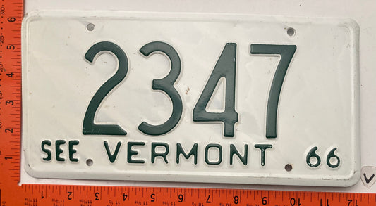 1966 Vermont #2347 Passenger License Plate