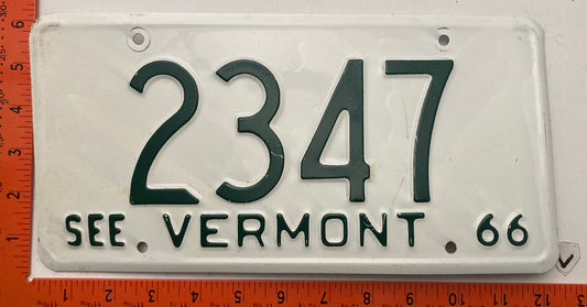 1966 Vermont #2347 Passenger License Plate