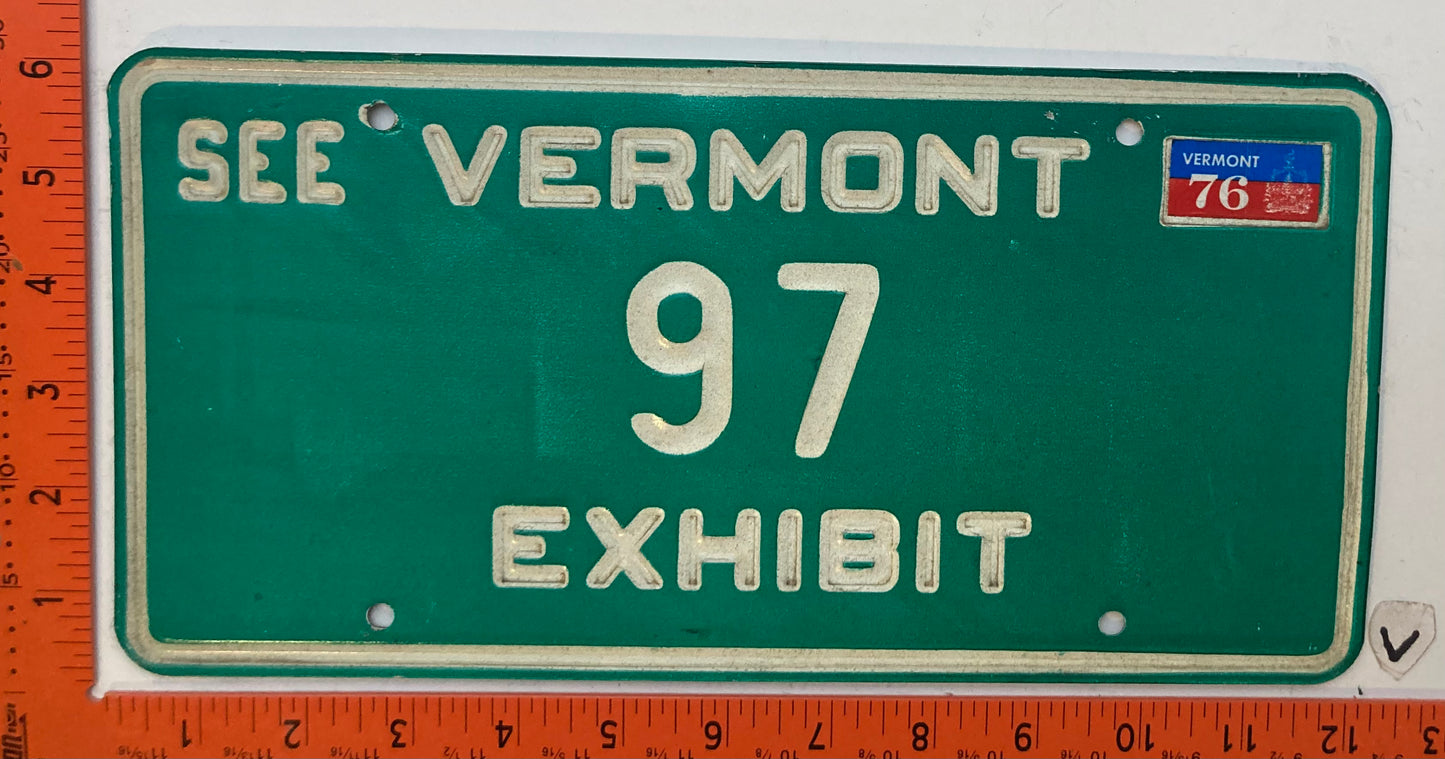 1976 Vermont #97 Exhibit License Plate