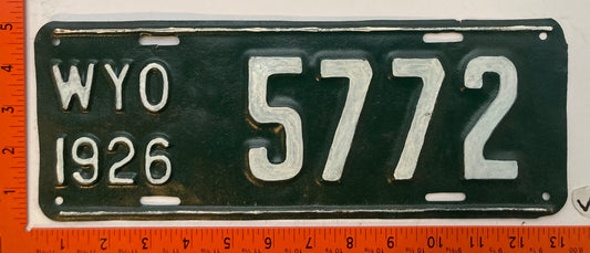 1926 Wyoming #5772 Passenger License Plate (Repaint)