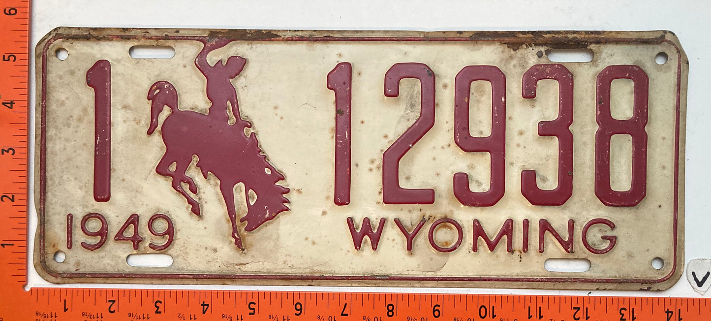 1949 Wyoming #1 12938 Passenger License Plate