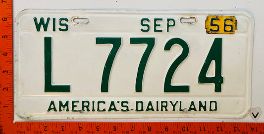 1956 Wisconsin #L 7724 Passenger License Plate