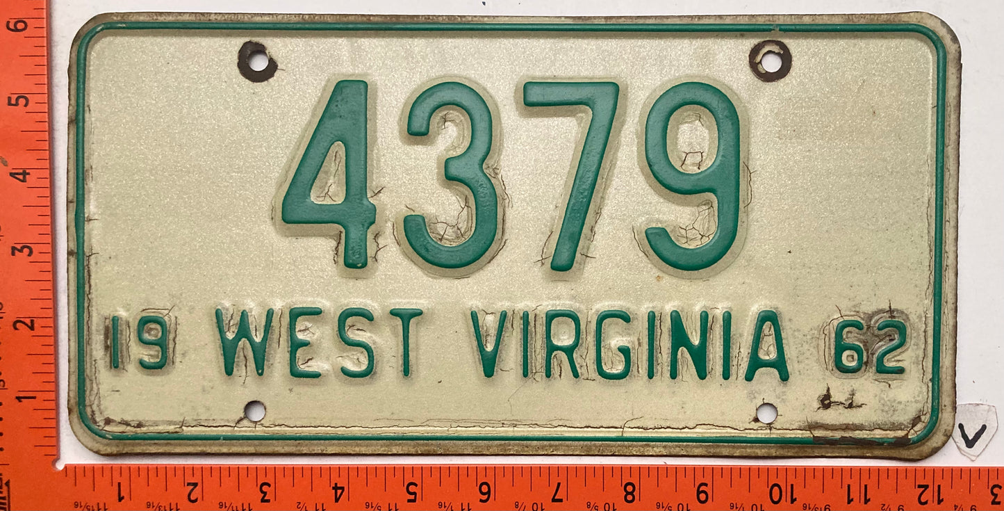 1962 West Virginia #4379 Passenger License Plate