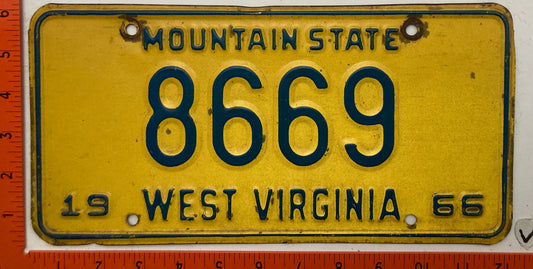 1966 West Virginia #8669 Passenger License Plate