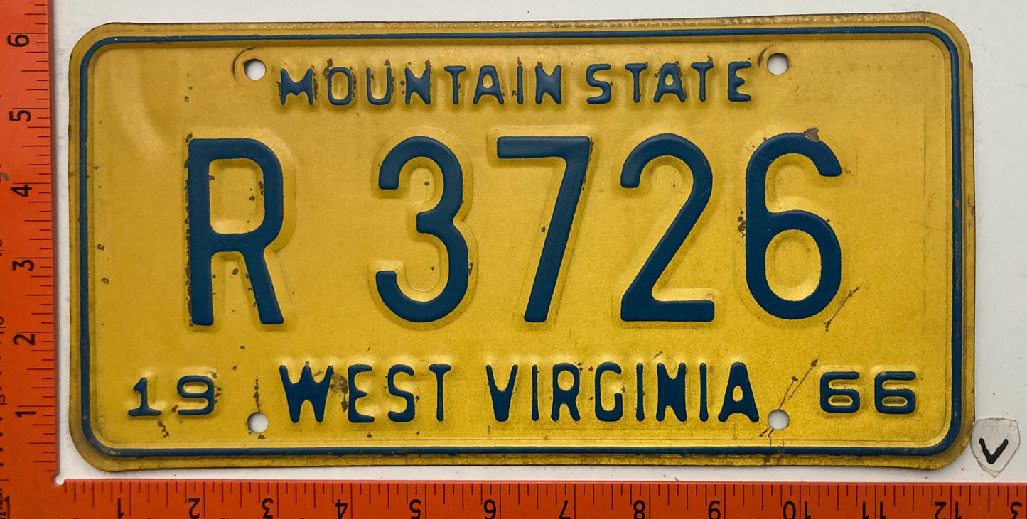 1966 West Virginia #R3726 House Trailer License Plate