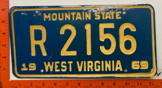 1969 West Virginia #R2156 House Trailer License Plate