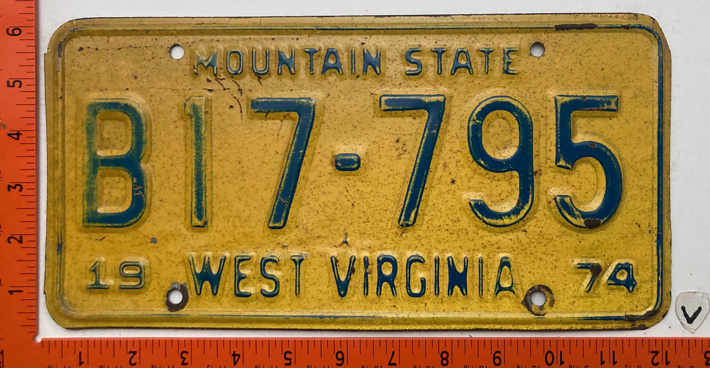 1974 West Virginia #B17-795 Truck License Plate