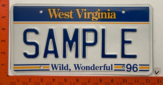 1996 West Virginia #SAMPLE Passenger Sample License Plate