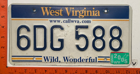 2005 West Virginia #6DG 588 Passenger License Plate