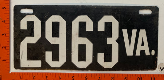 1906-1909 Virginia #2963 Passenger License Plate (Porcelain)