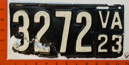 1923 Virginia #3272 Passenger License Plate (Repaint)
