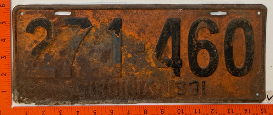 1931 Virginia #271-460 Passenger License Plate