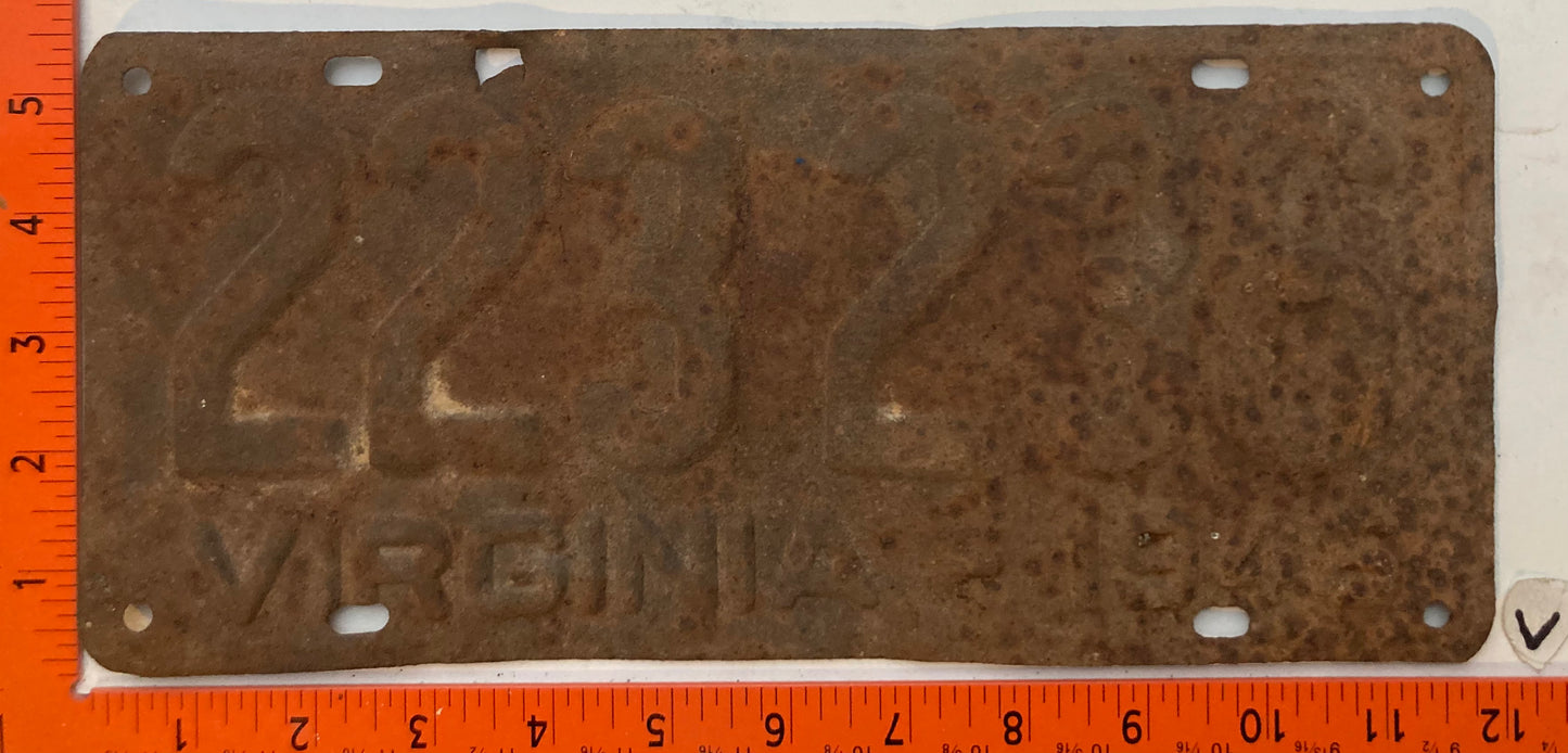 1946 Virginia #223-230 Passenger License Plate