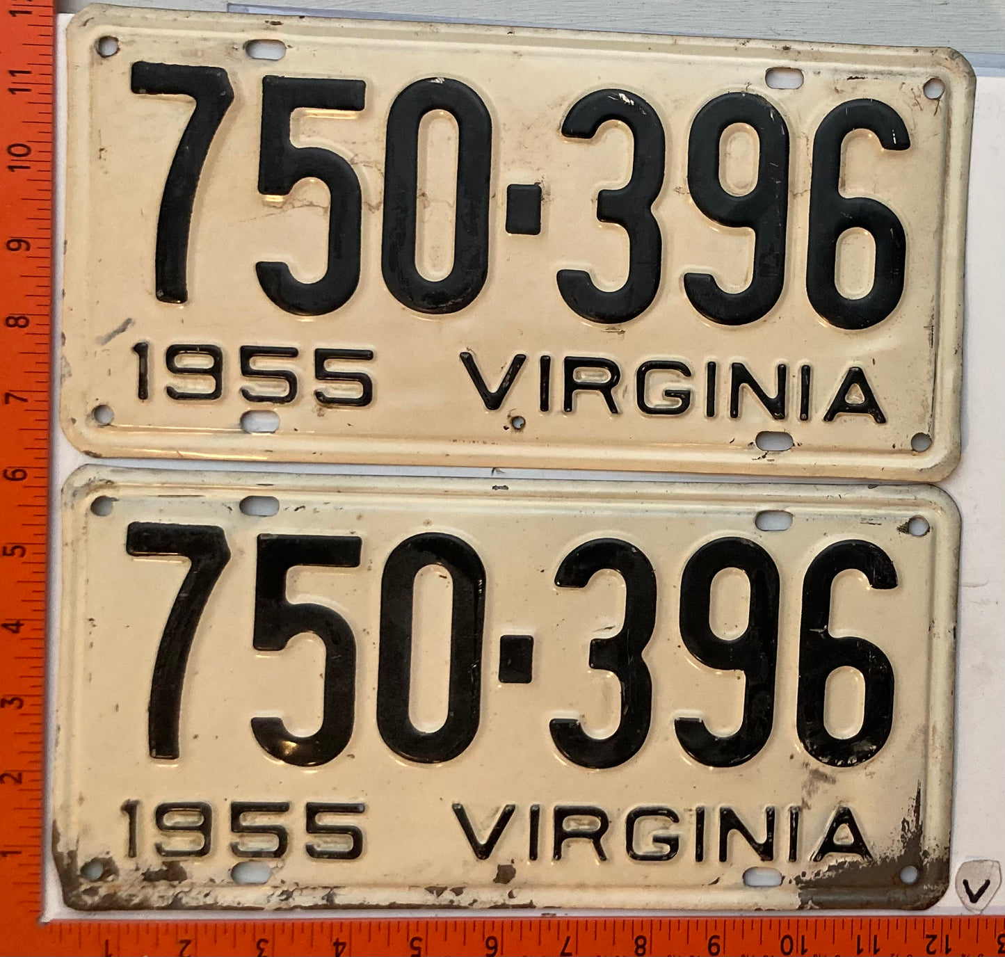 1955 Virginia #750-396 Passenger License Plate (Pair)
