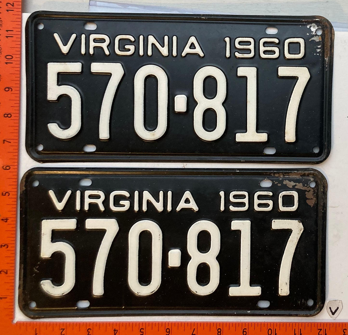 1960 Virginia #570-817 Passenger License Plate (Pair)