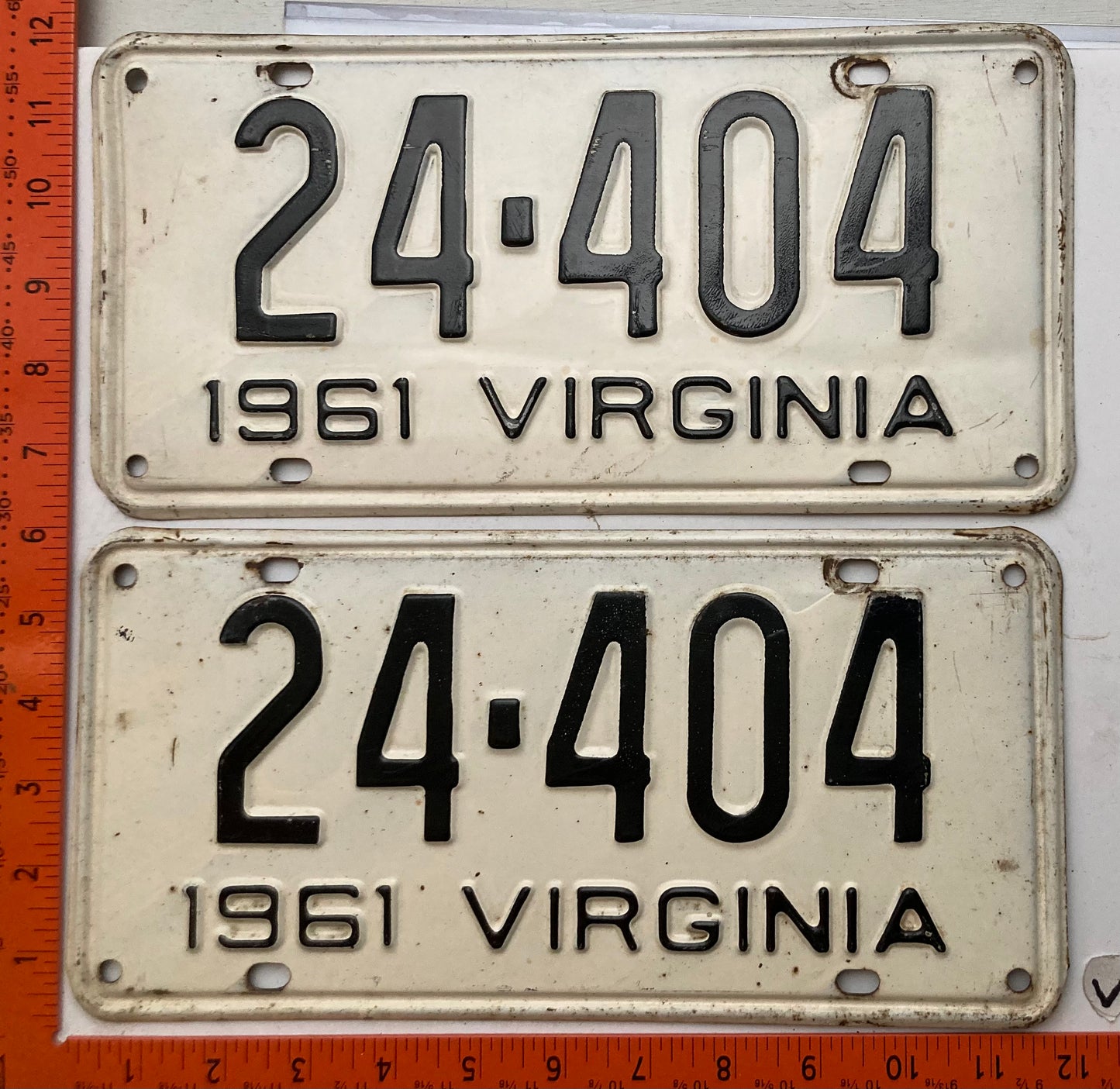 1961 Virginia #24-404 Passenger License Plate (Pair)