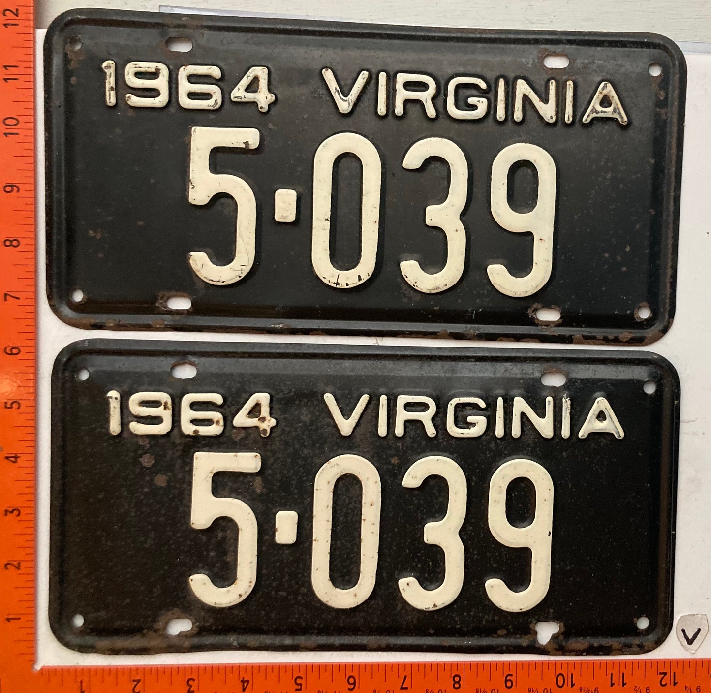 1964 Virginia #5-039 Passenger License Plate (Pair)