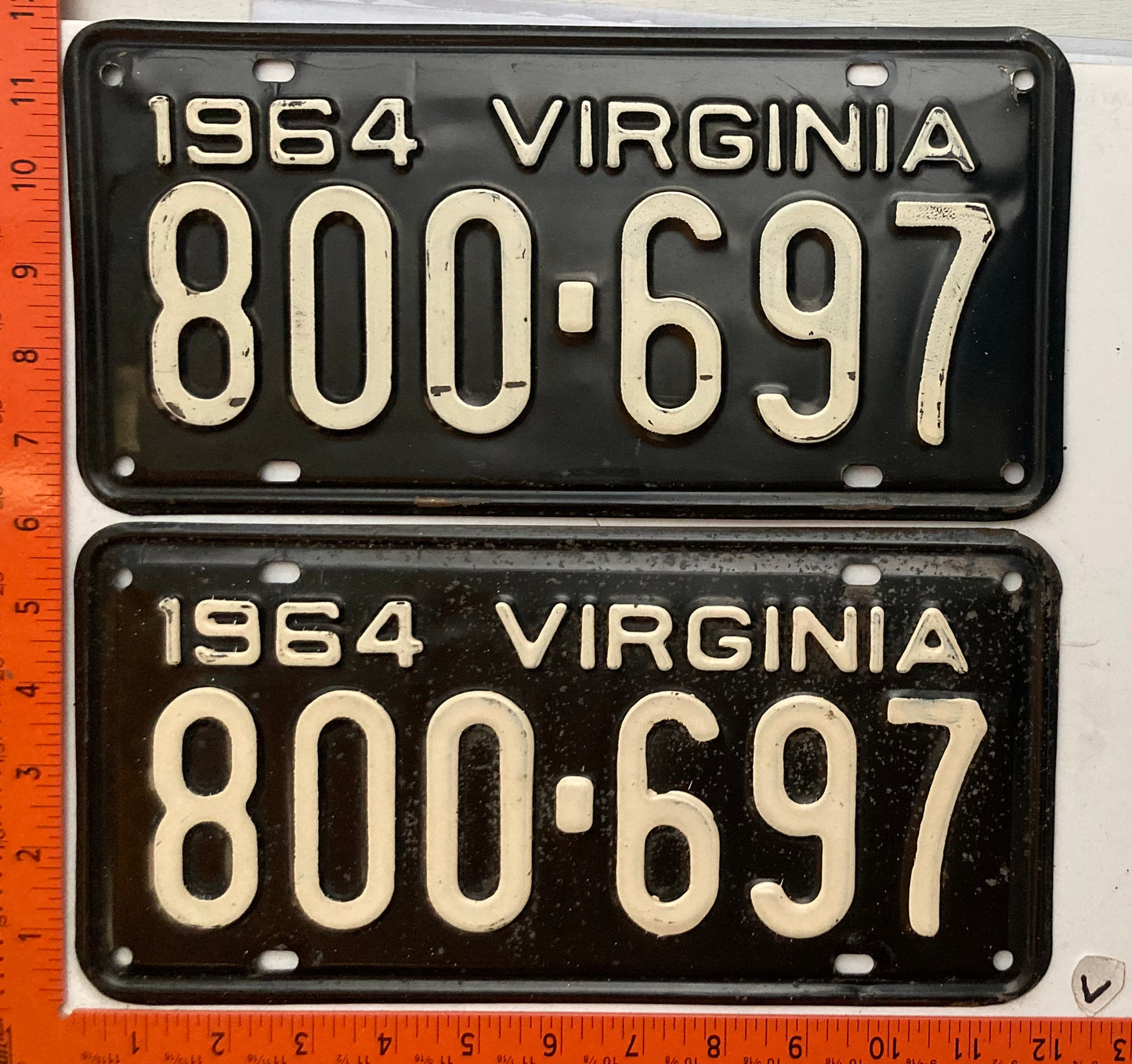 1964 Virginia #800-697 Passenger License Plate (Pair)