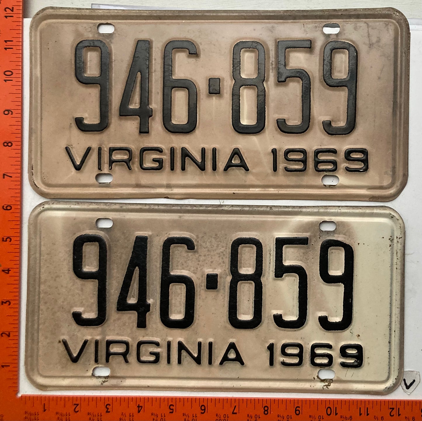 1969 Virginia #946-859 Passenger License Plate (Pair)