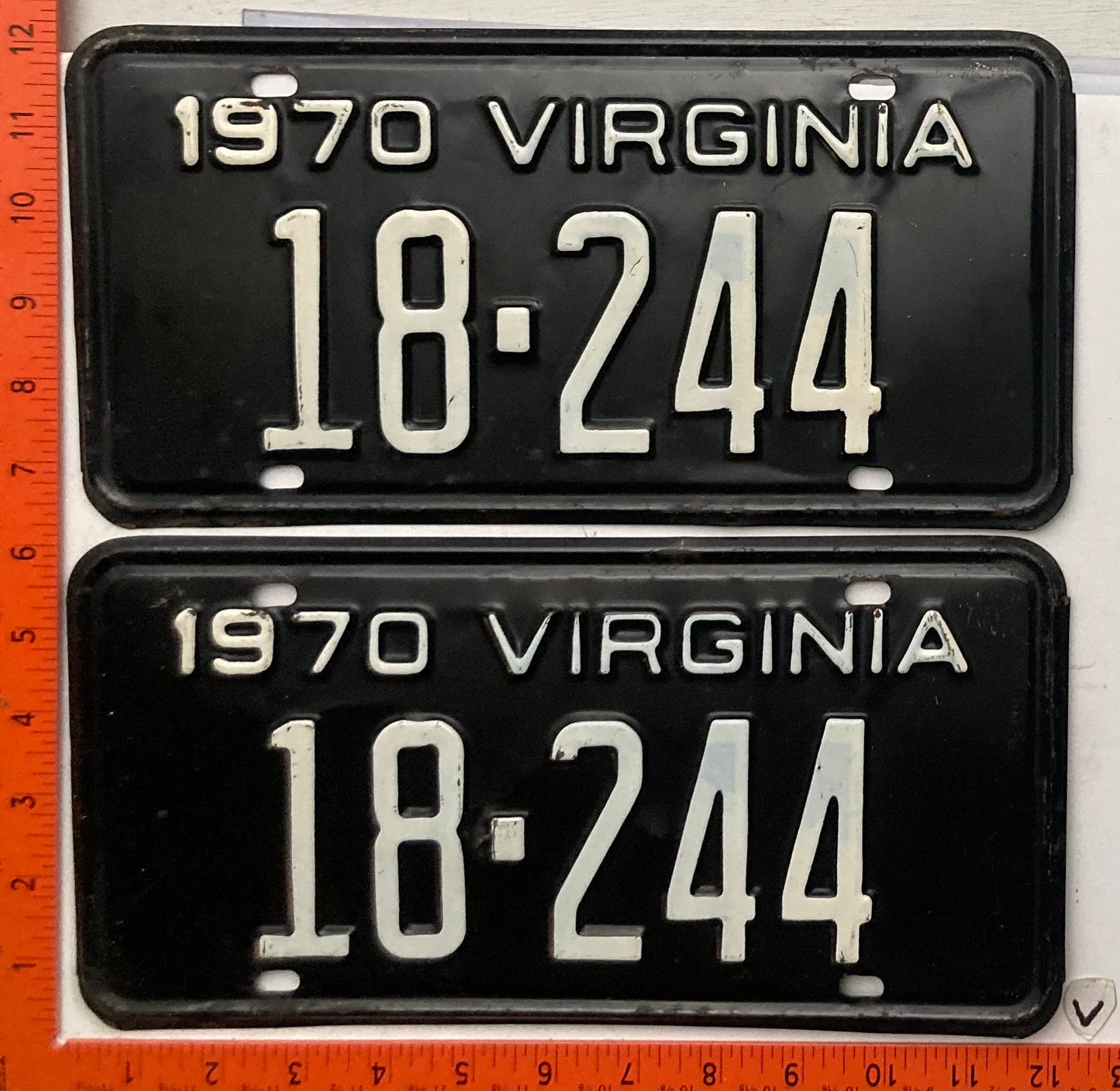 1970 Virginia #18-244 Passenger License Plate (Pair)