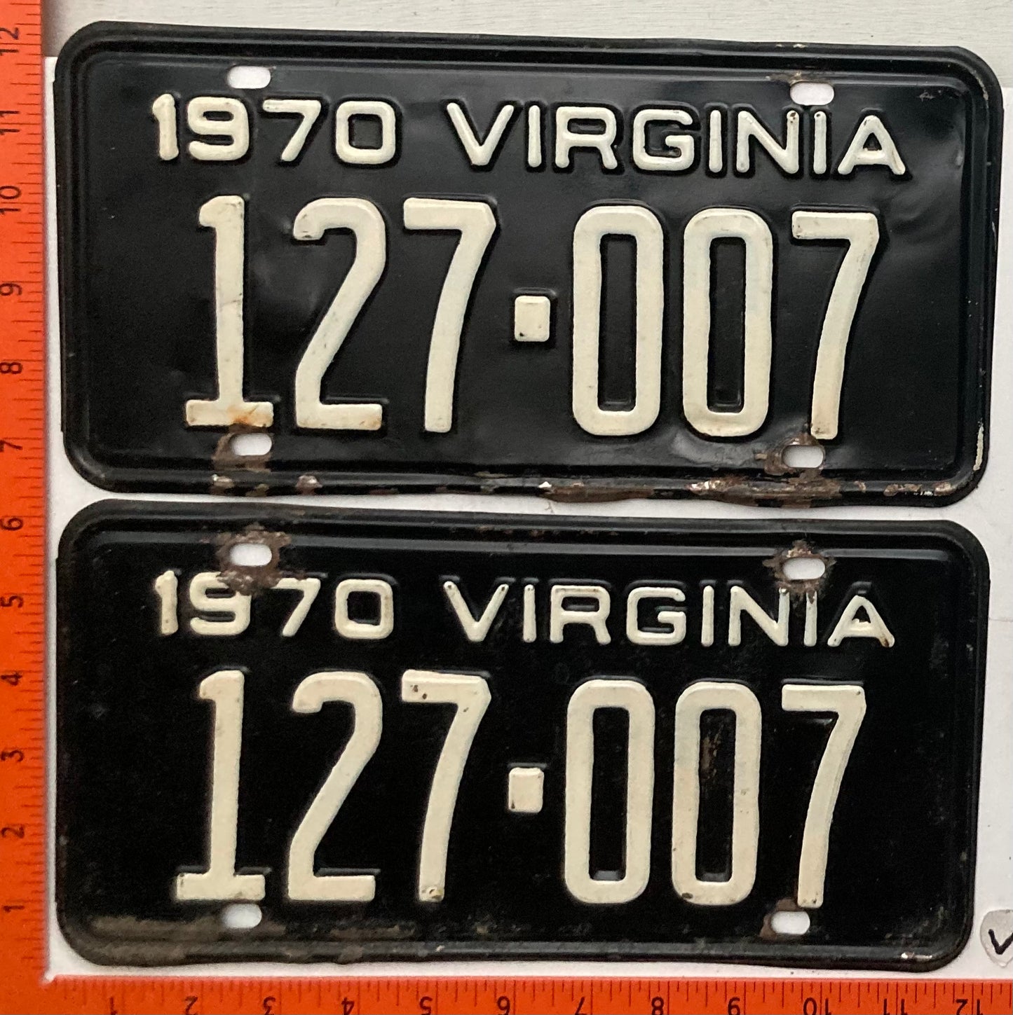 1970 Virginia #127-007 Passenger License Plate (Pair)