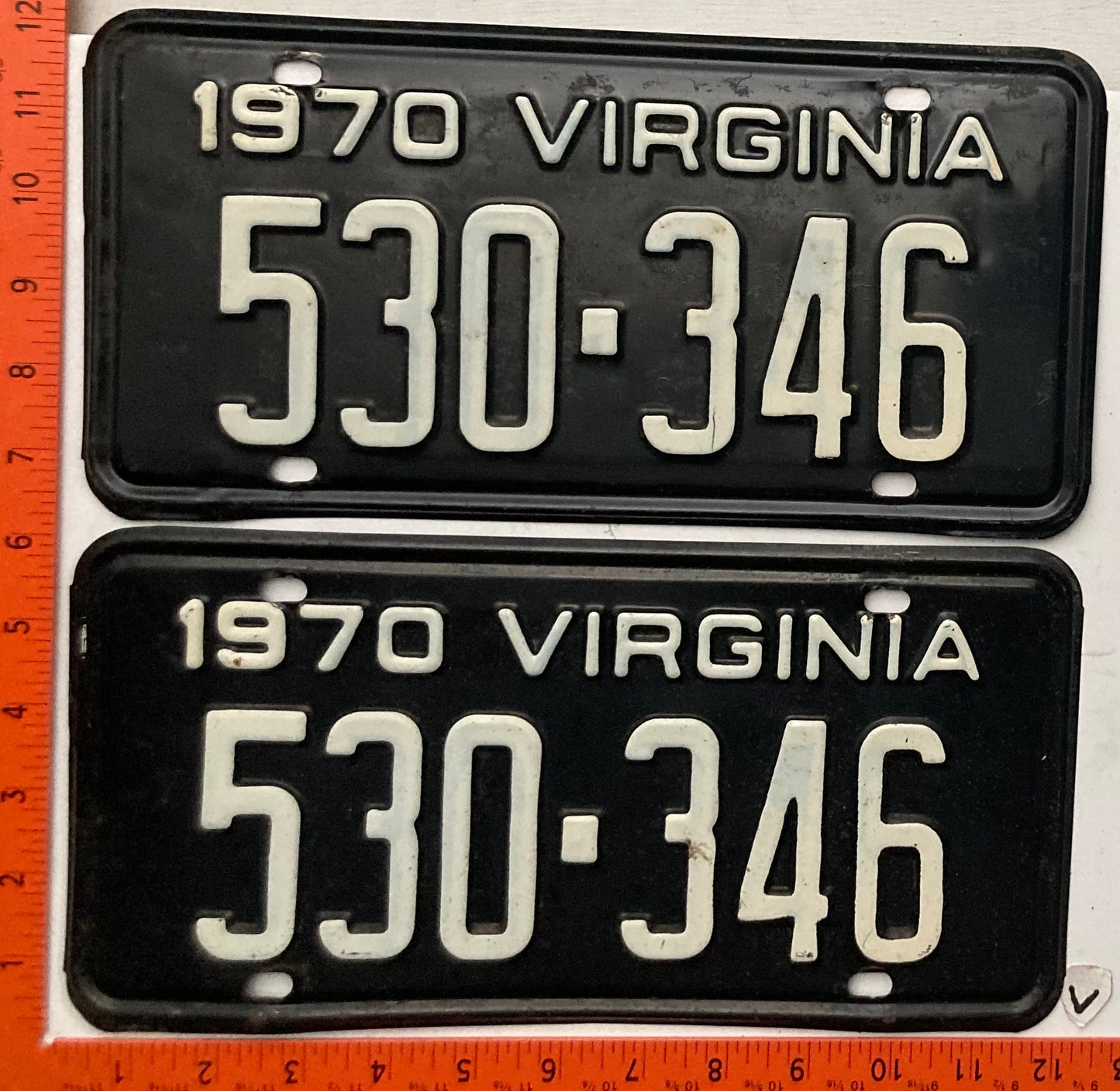 1970 Virginia #530-346 Passenger License Plate (Pair)