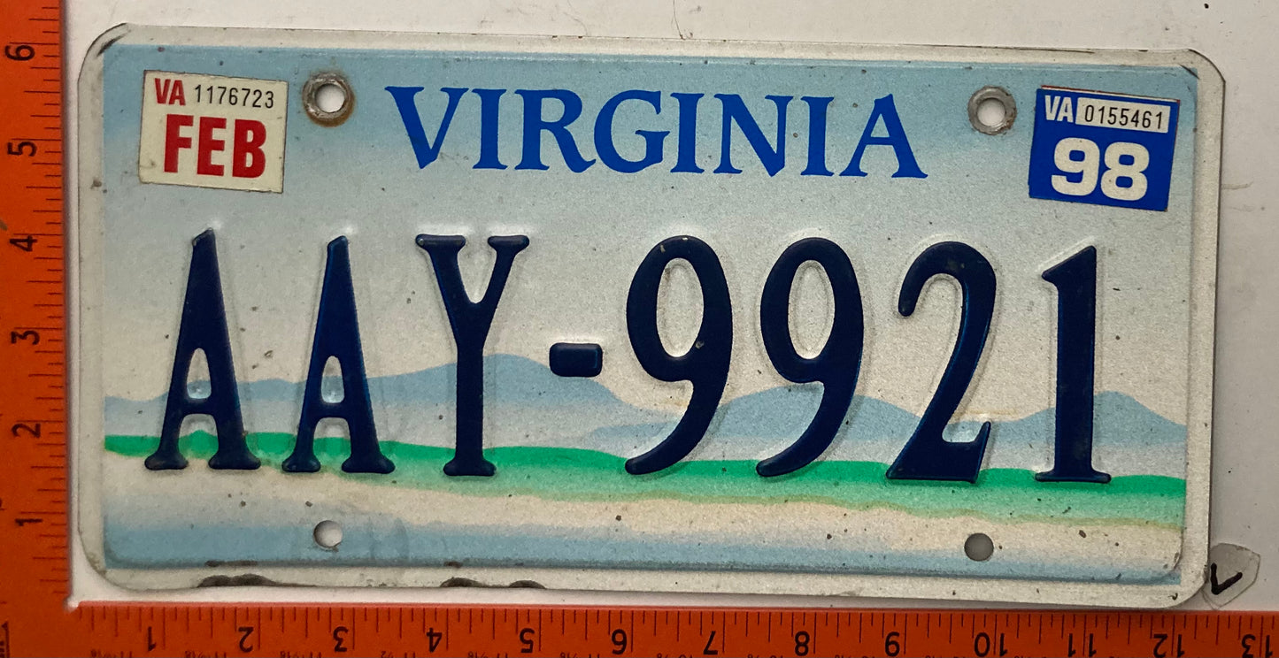 1998 Virginia #AAY-9921 Passenger Scenic License Plate