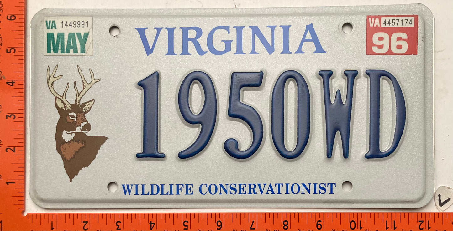 1996 Virginia #1950WD Wildlife Conservationist License Plate