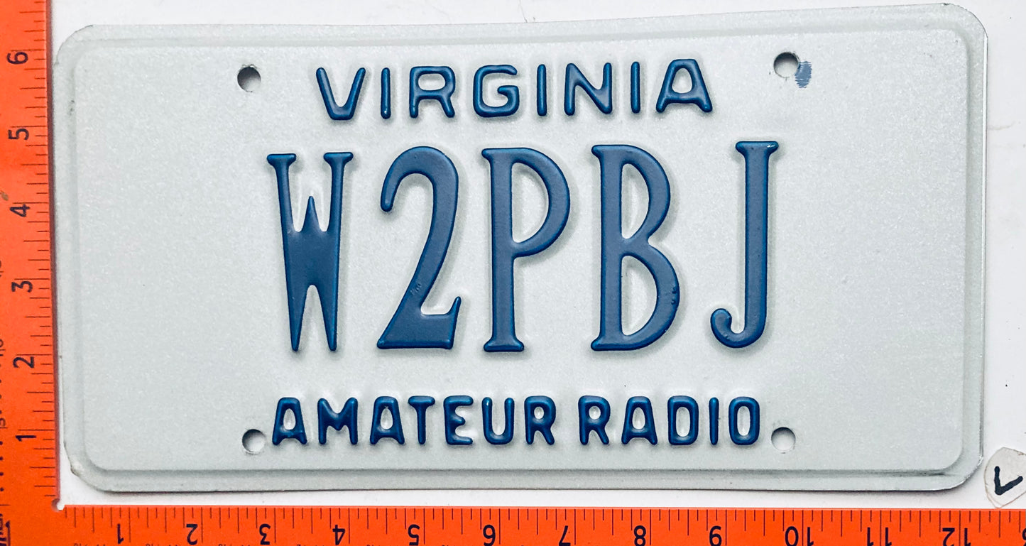 Undated Virginia #W2PBJ Ham Radio License Plate