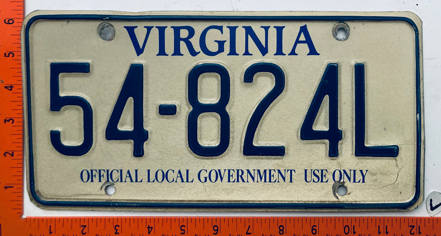 Undated Virginia #54-824L Local Government License Plate