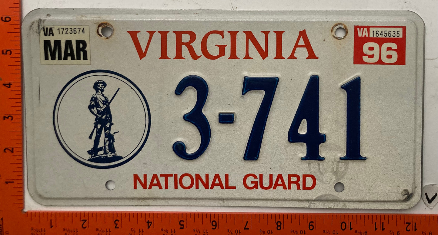 1996 Virginia #3-741 National Guard License Plate