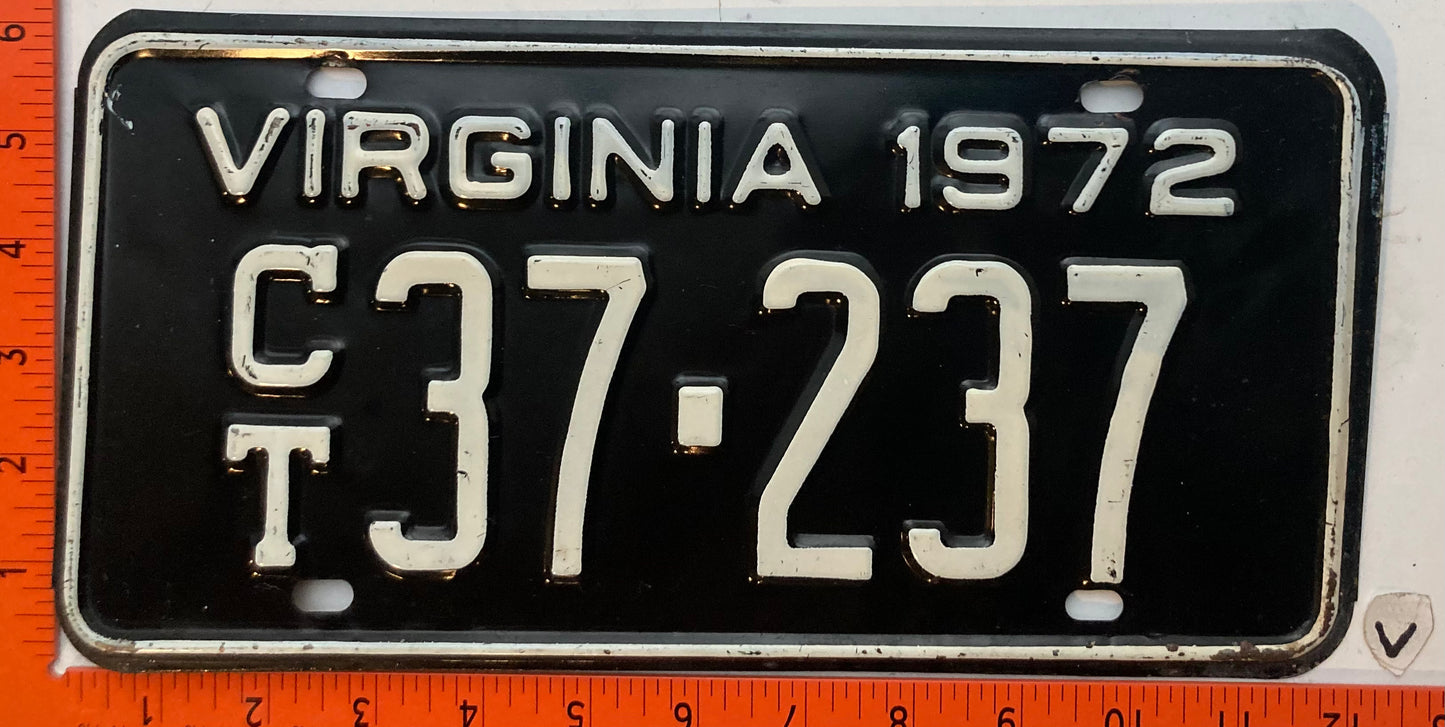 1972 Virginia #C/T 37-237 Trailer License Plate