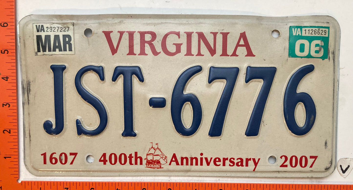 2006 Virginia #JST-6776 Passenger License Plate