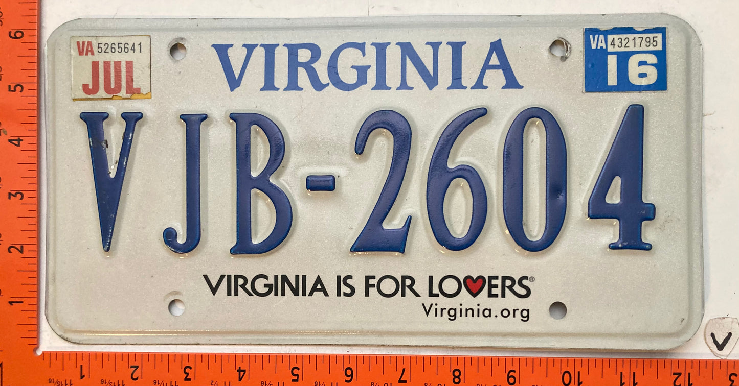 2016 Virginia #VJB-2604 Passenger License Plate