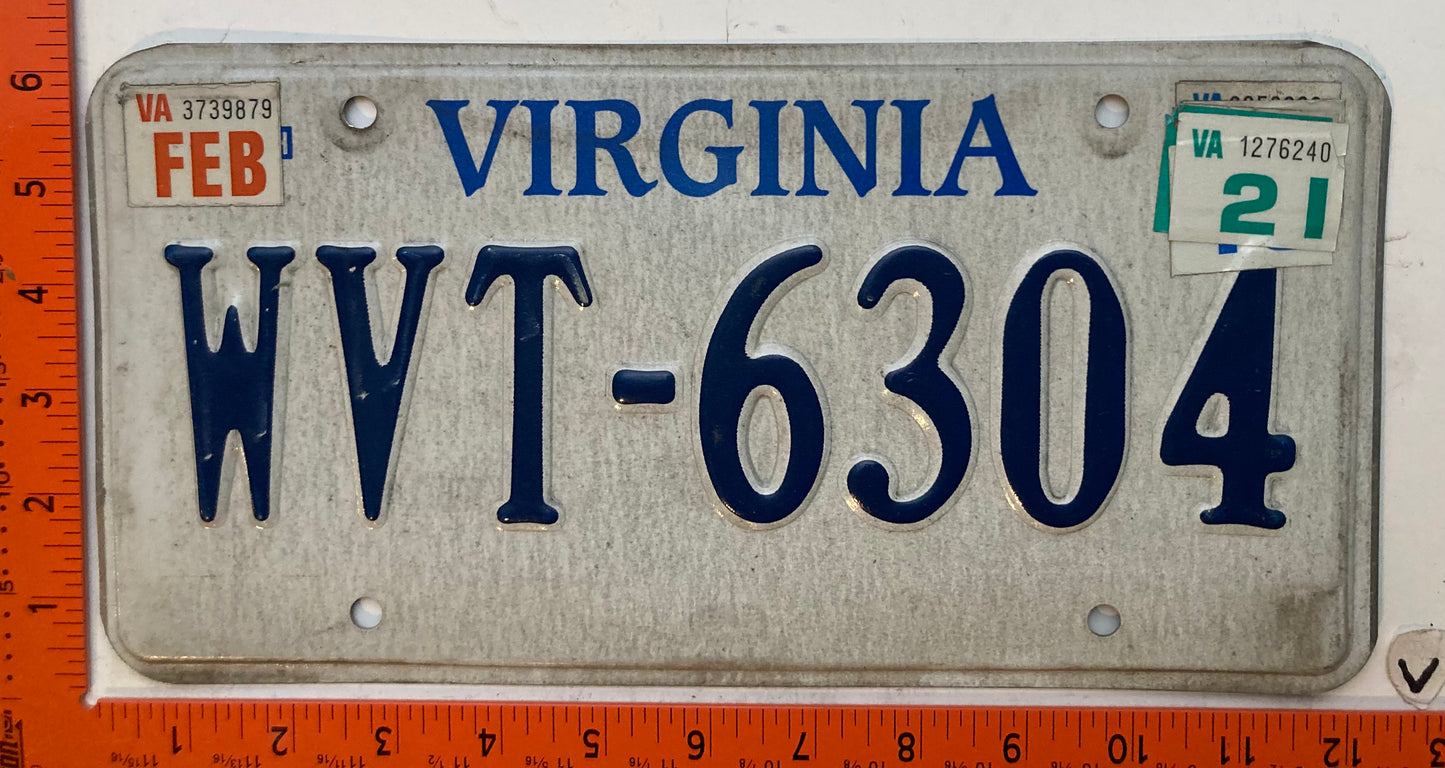 2021 Virginia #WVT-6304 Passenger License Plate