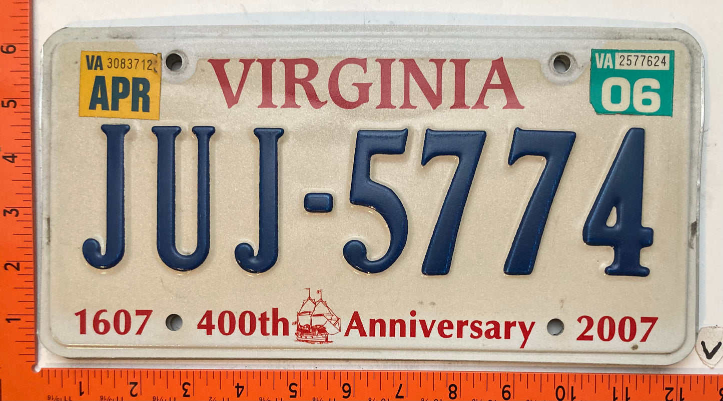 2006 Virginia #JUJ-5774 Passenger License Plate