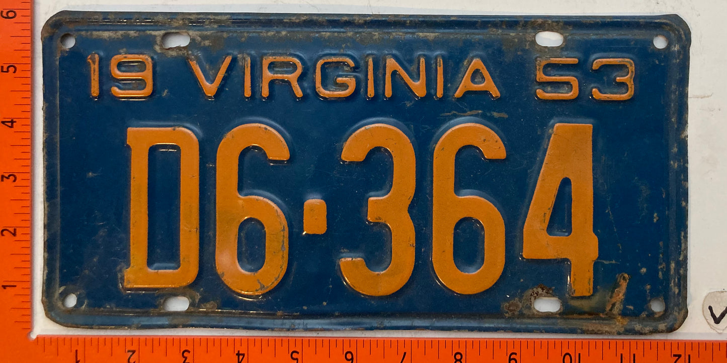 1953 Virginia #D6-364 Dealer License Plate