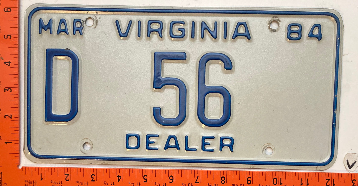 1984 Virginia #D56 Dealer License Plate