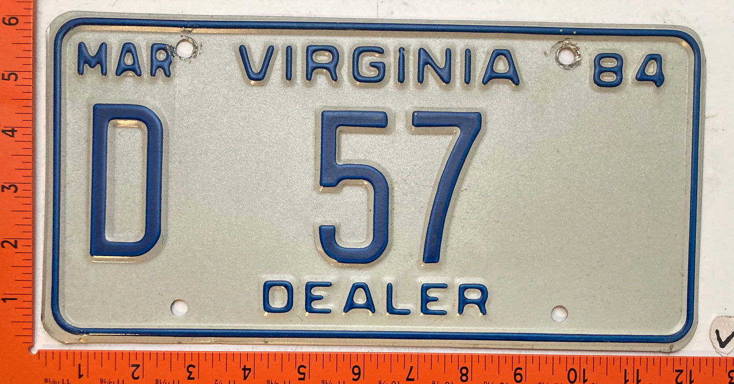 1984 Virginia #D57 Dealer License Plate