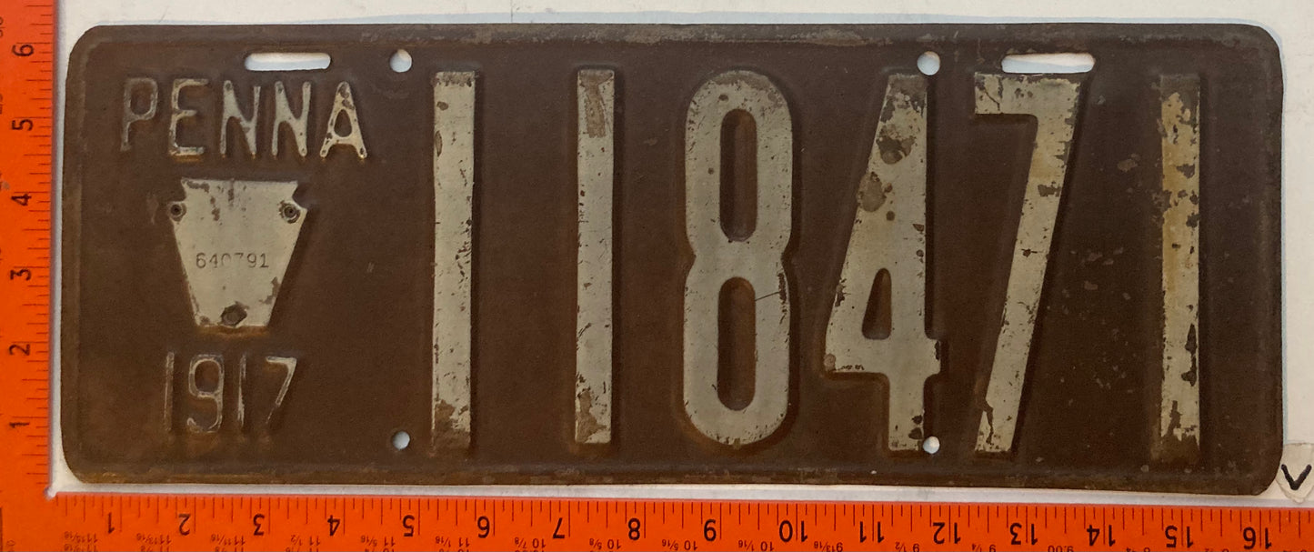 1917 Pennsylvania #118471 Passenger License Plate