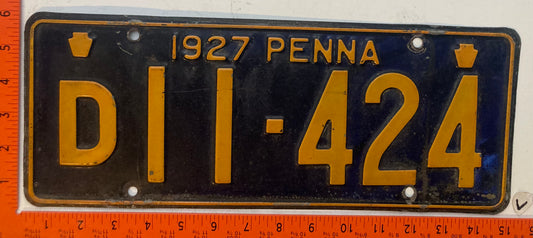 1927 Pennsylvania #D11-424 Passenger License Plate