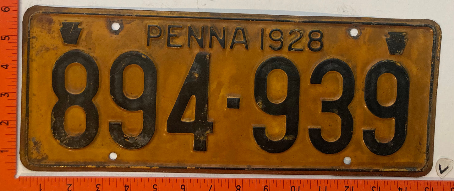 1928 Pennsylvania #894-939 Passenger License Plate