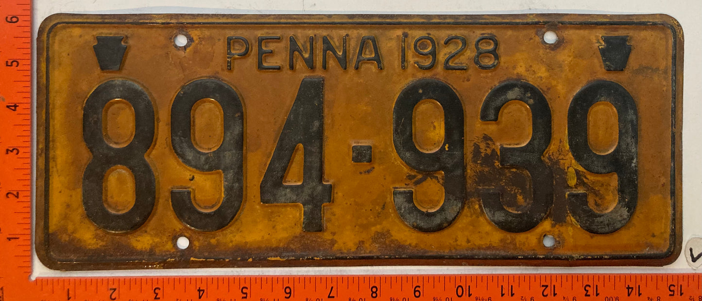 1928 Pennsylvania #894-939 Passenger License Plate