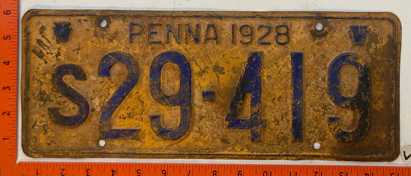 1928 Pennsylvania #S29-419 Truck License Plate