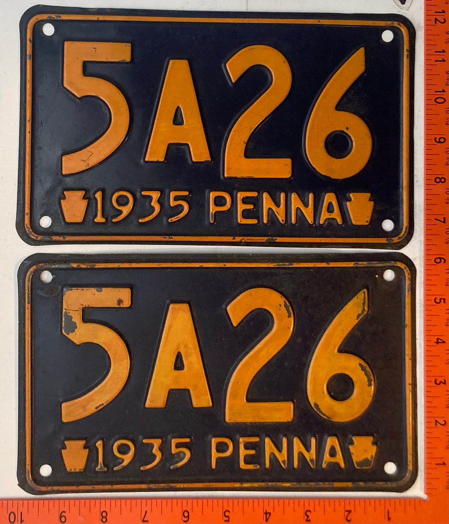 1935 Pennsylvania #5A26 Passenger License Plate (Pair)