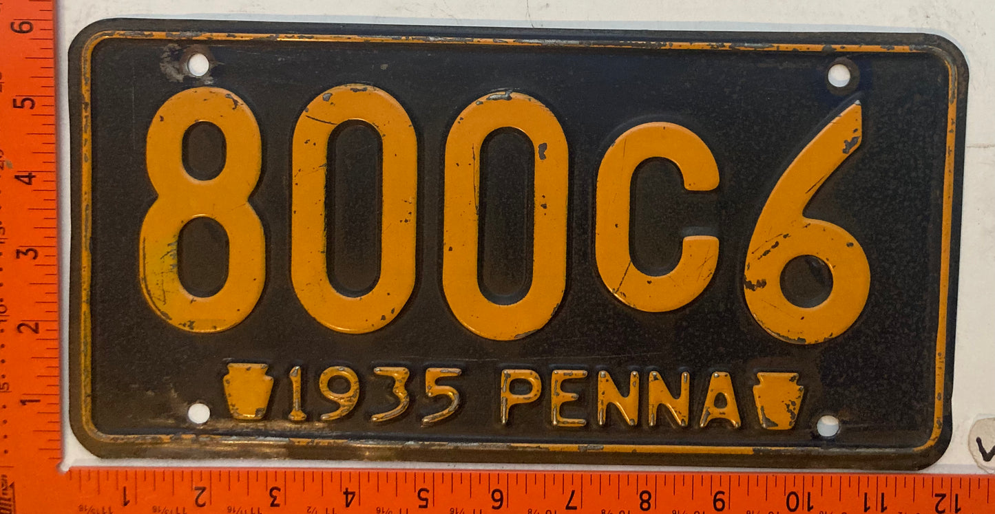 1935 Pennsylvania #800C6 Passenger License Plate