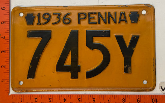 1936 Pennsylvania #745Y Passenger License Plate